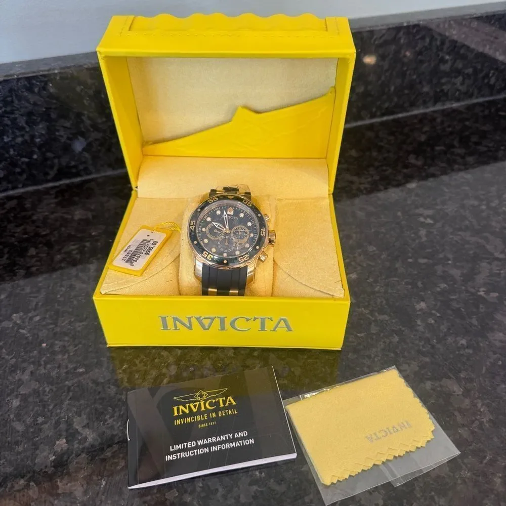 Invicta Pro Diver Scuba Chronograph Watch 17883 Gold/Black NWT